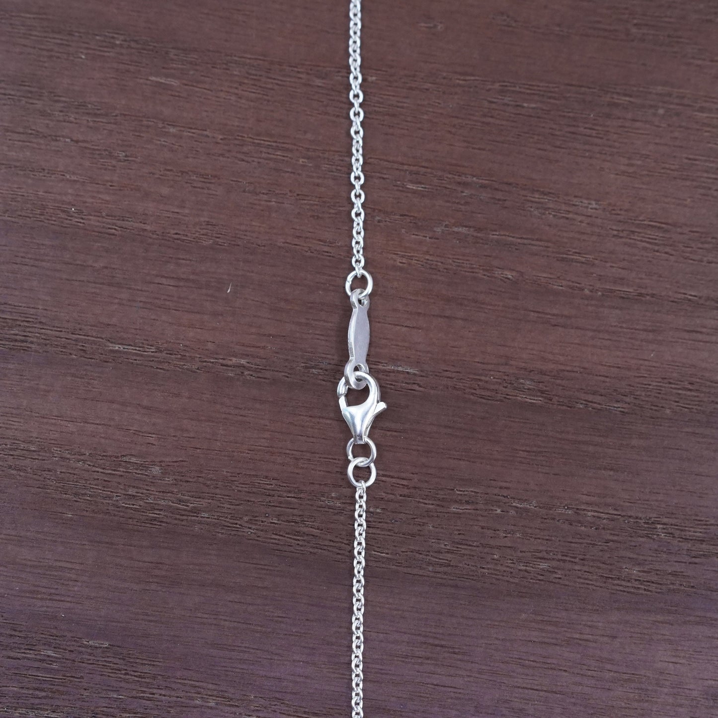 18”, 1mm, vintage Sterling silver necklace, 925 circle chain with Cz pendant