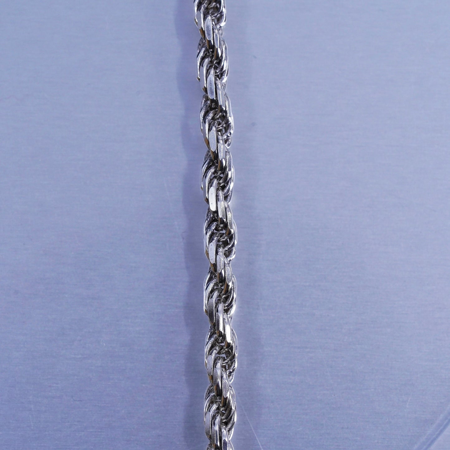 20” 4mm, vintage Italy Sterling 925 silver bold diamond cut rope chain necklace