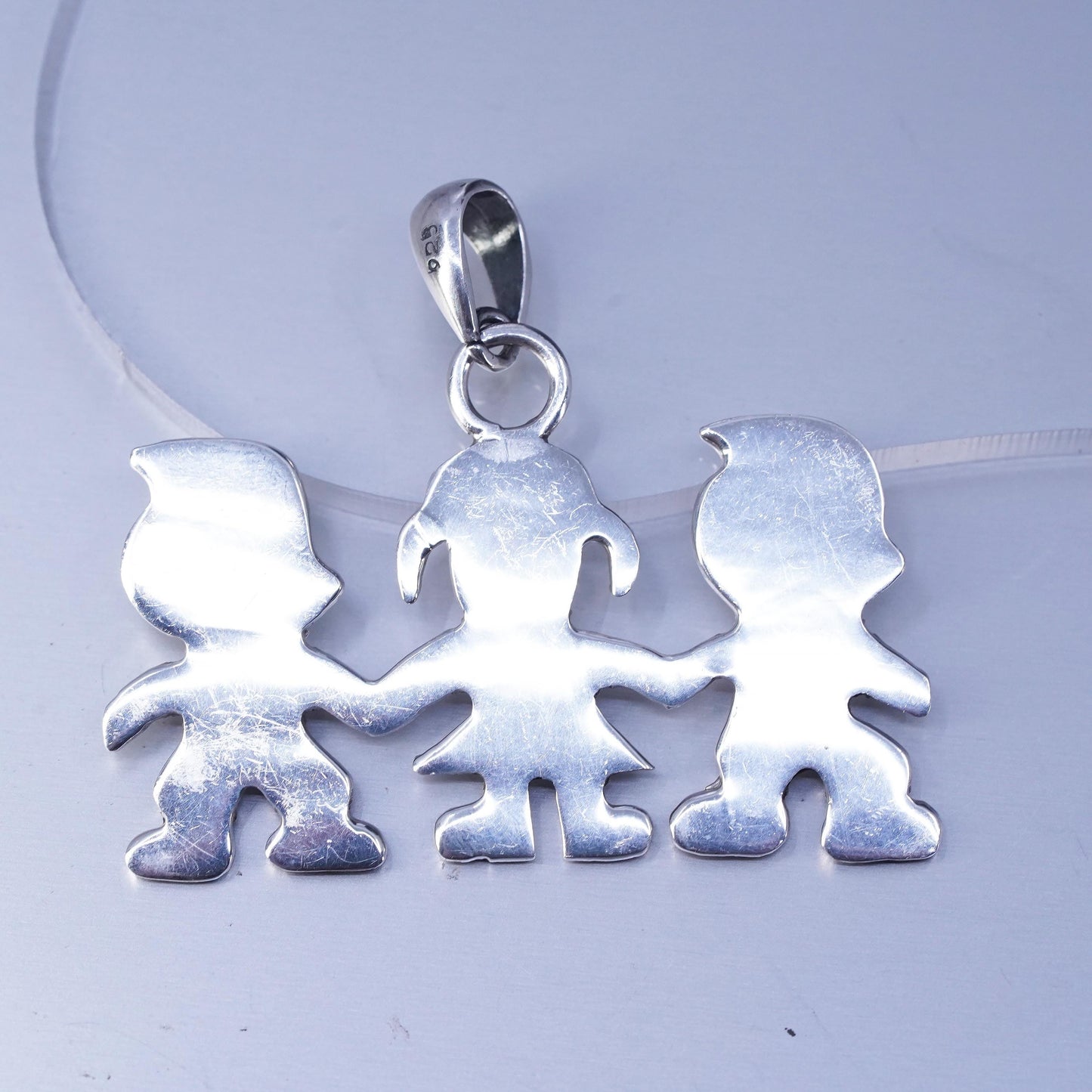 Vintage sterling 925 silver handmade friends friendship figures pendant charm