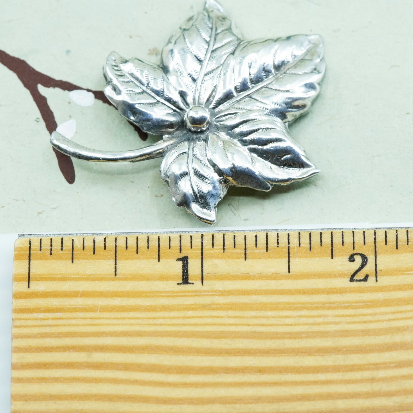 Vintage Sterling silver handmade brooch, 925 maple leaf pin