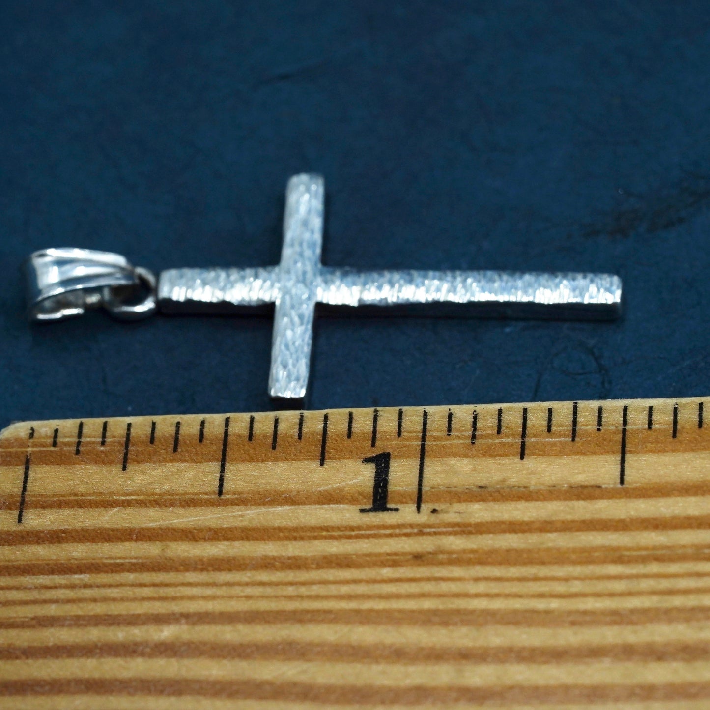 Vintage Sterling silver Handmade charm, textured 925 cross pendant