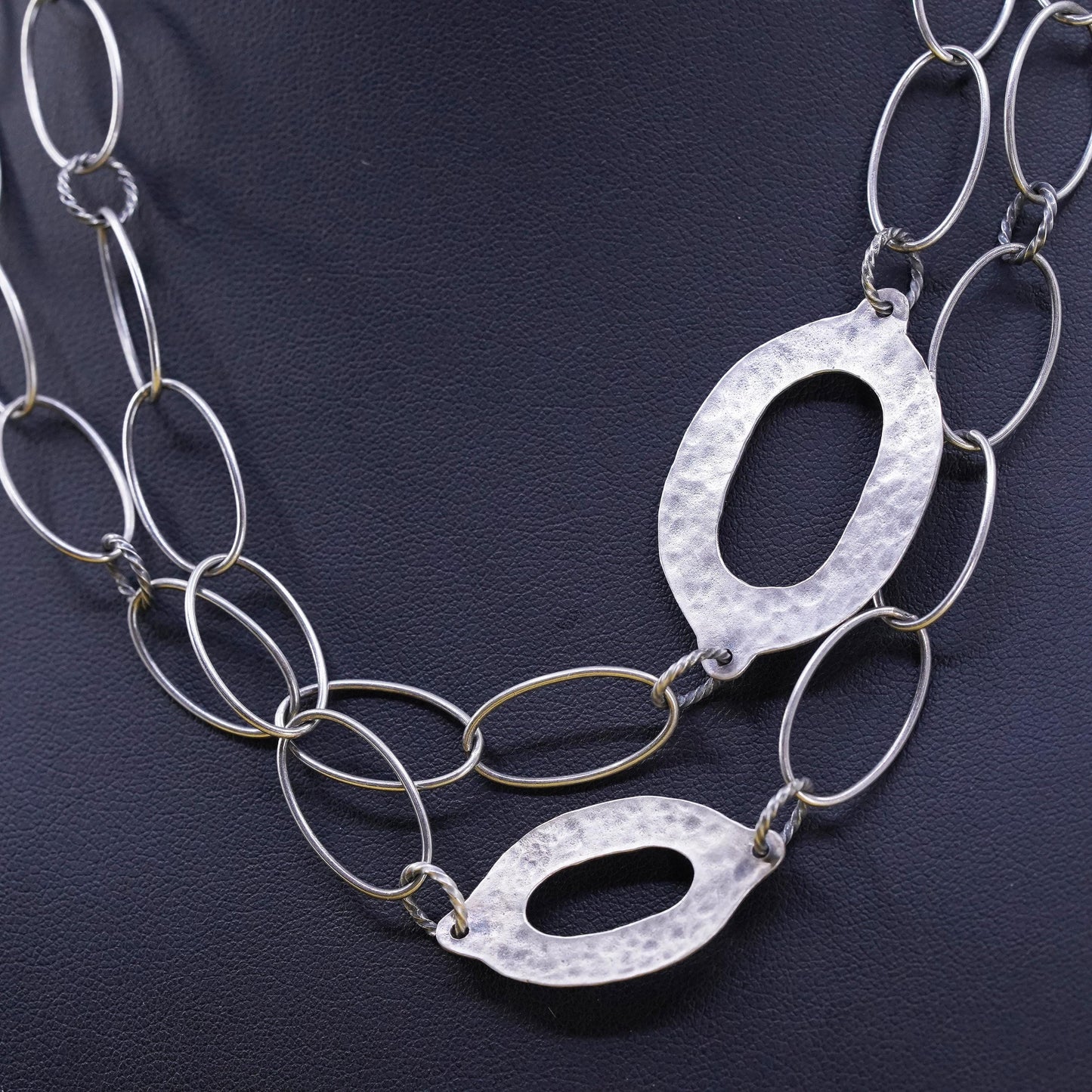 35”, SILPADA 925 Sterling Silver Hammered Oval Link Chain Necklace Long Retired