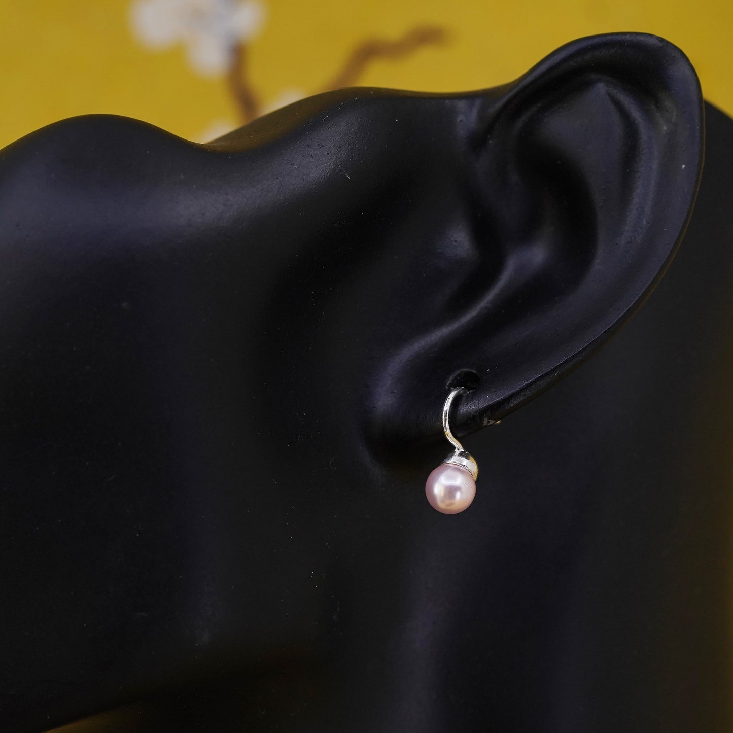 Sterling silver handmade earrings, 925 studs with pink pearl drops