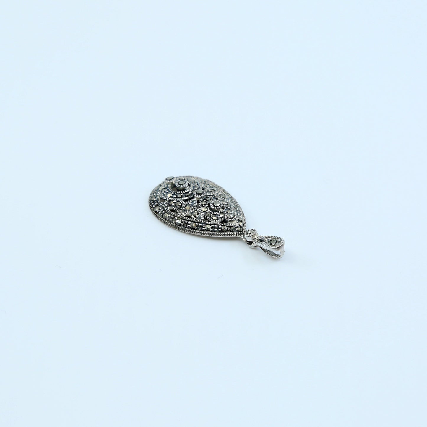 VTG sterling silver handmade pendant, 925 with marcasite