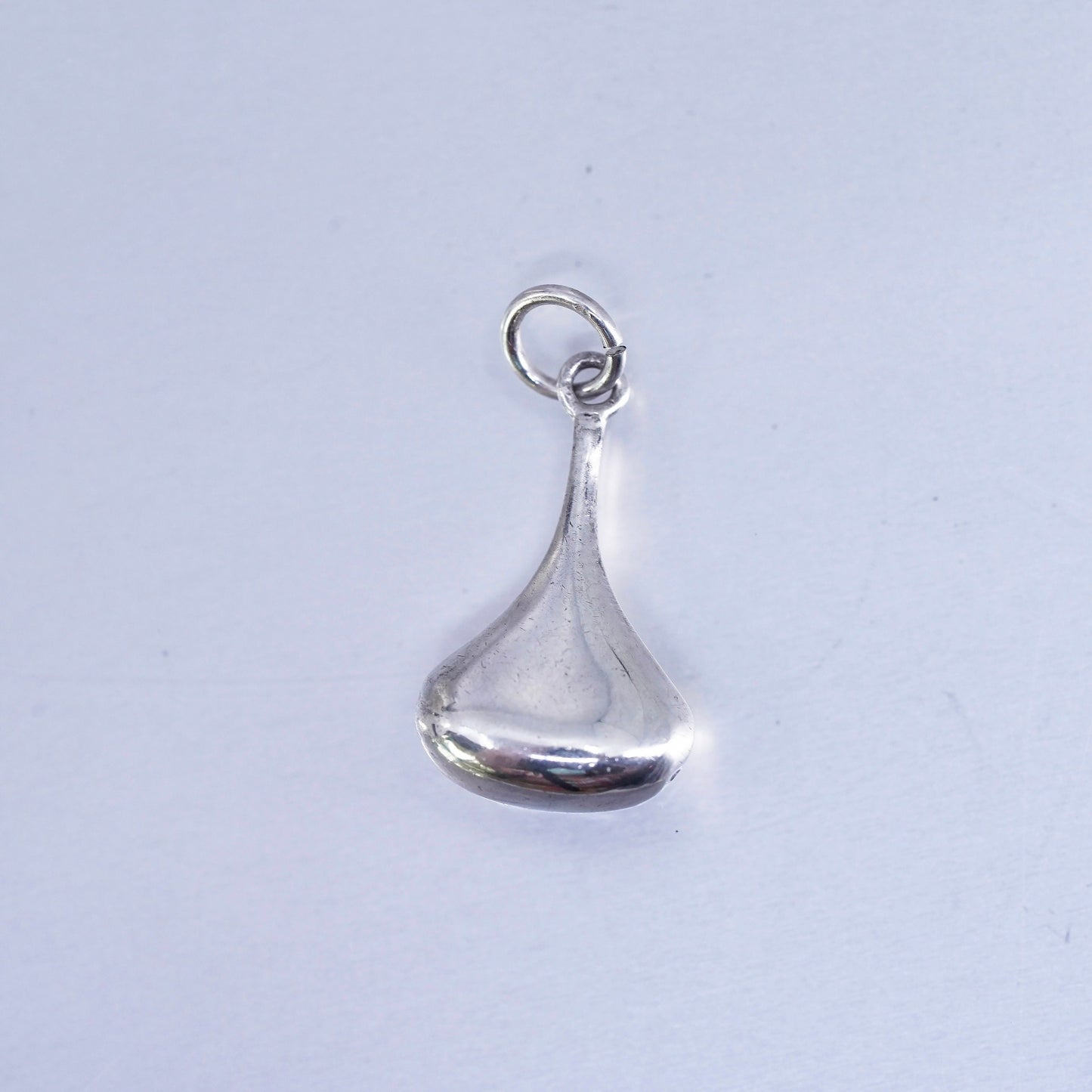 Vintage sterling 925 silver handmade puffy teardrop charm pendant