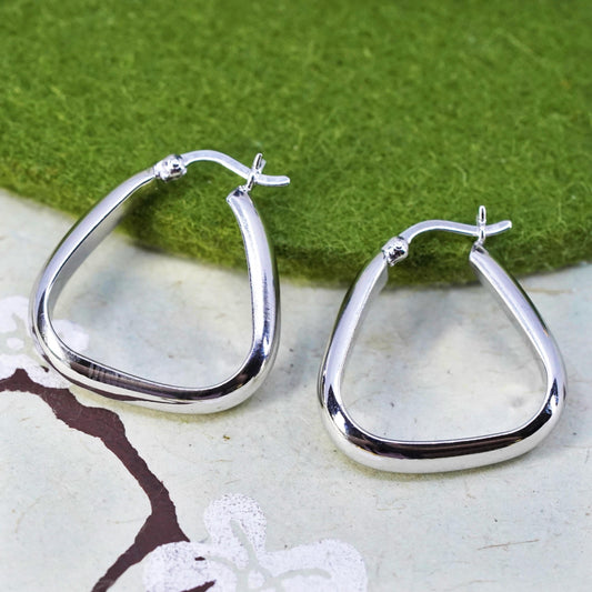 1", VTG sterling 925 silver loop earrings, fashion minimalist primitive hoops