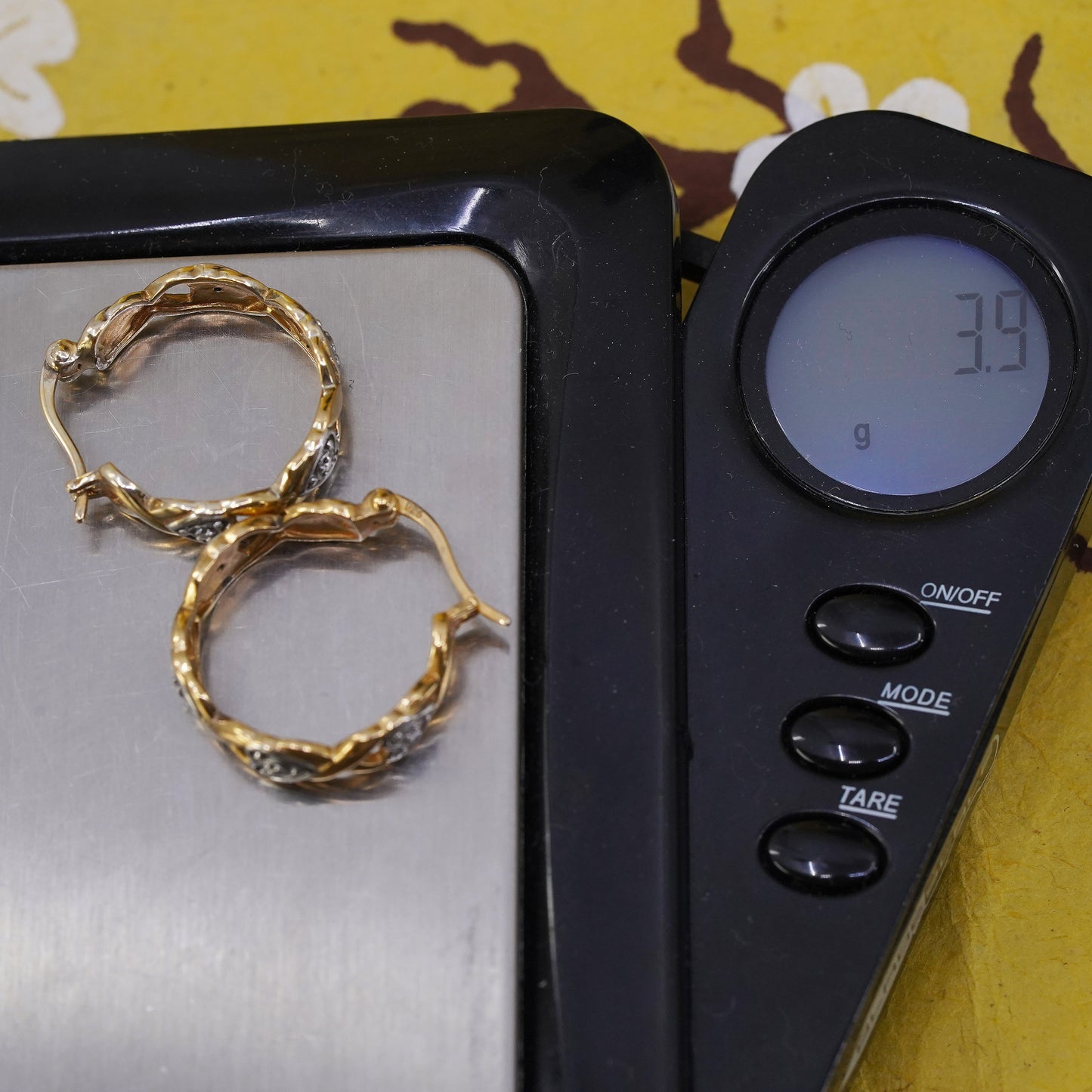 0.75”, Vintage vermeil gold over Sterling silver handmade earrings, 925 hoops