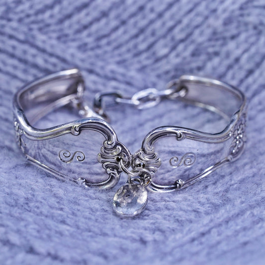 6.5” vintage Silver Tone spoon bracelet with charm and engraved “imagine”