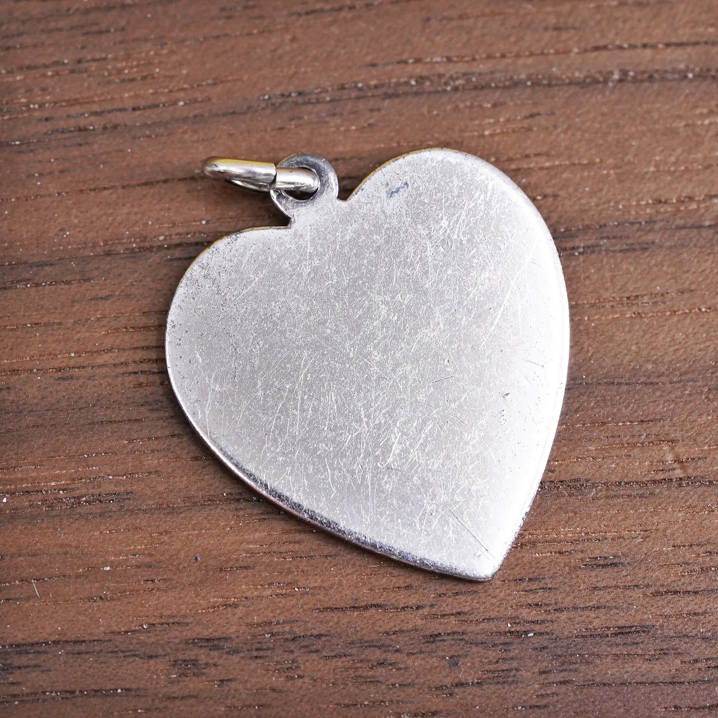 Vintage Sterling silver handmade charm, 925 heart tag pendant