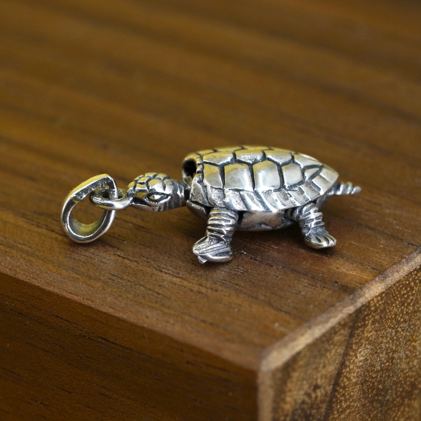 Vintage Sterling silver handmade pendant, 925 sea turtle