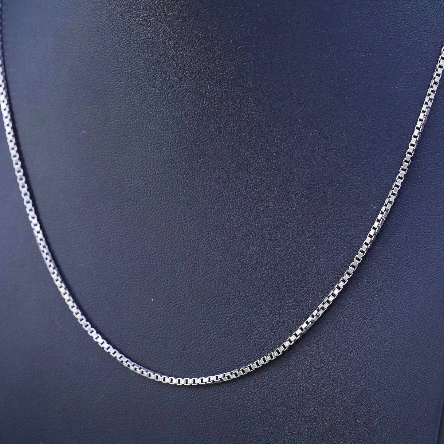 18", 1.6mm, vintage ECCO sterling silver box chain, 925 necklace