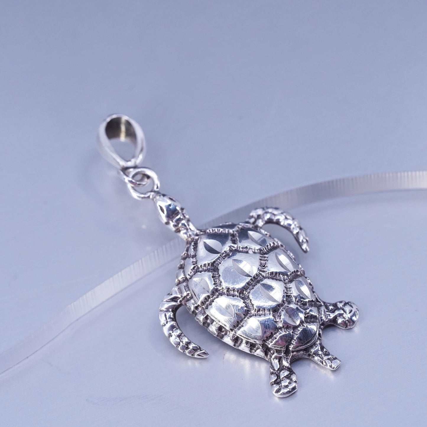 Antique Sterling silver handmade simple 925 sea turtle charm pendant