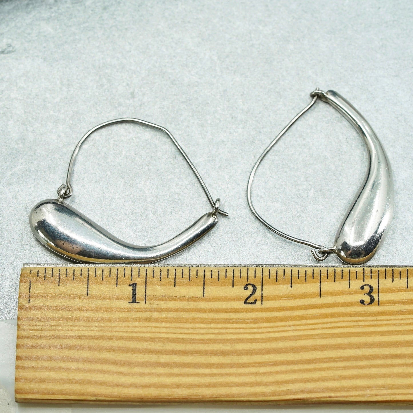 1.75”, vintage Sterling silver handmade earrings, 925 hoops