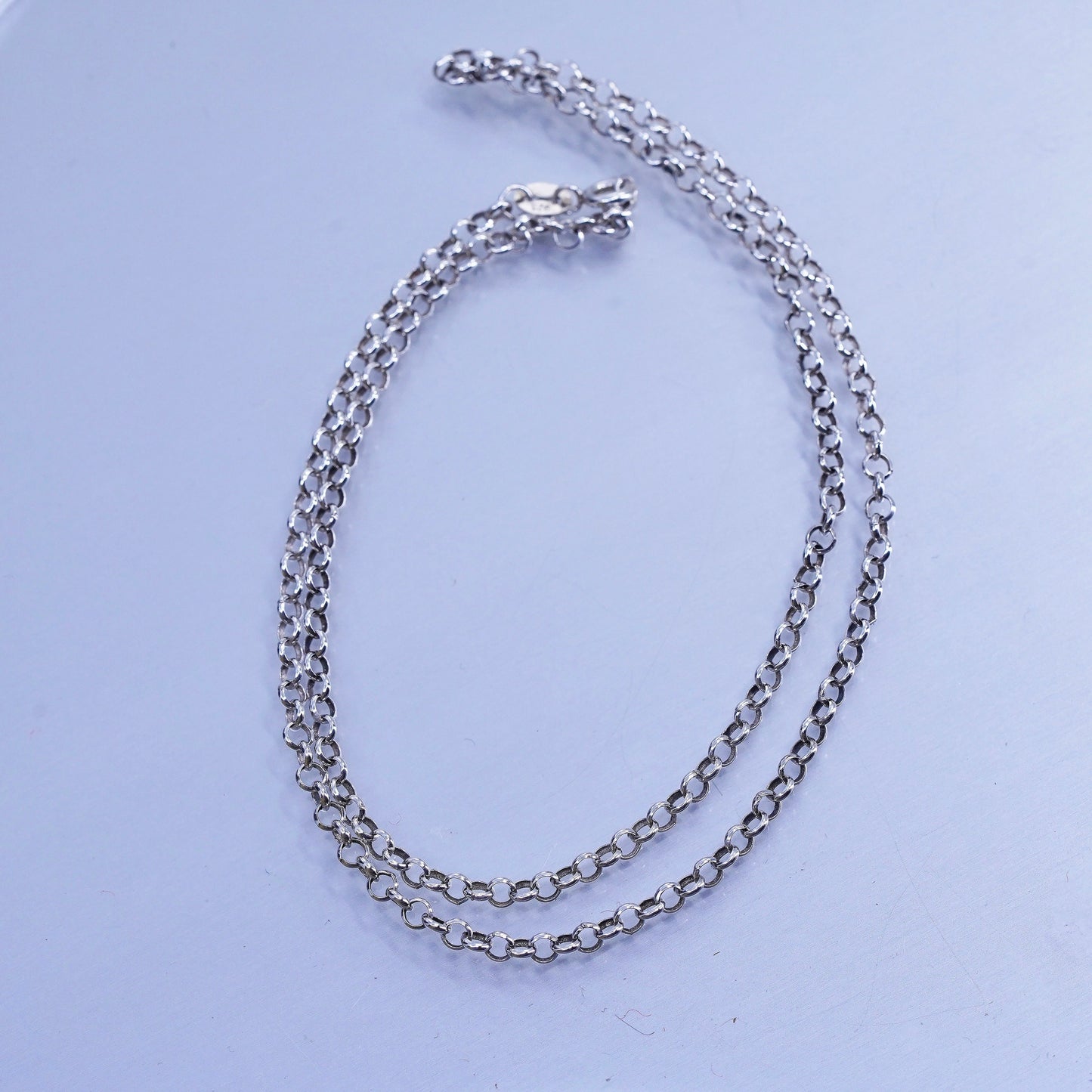 17” 3mm, vintage Sterling 925 silver circle chain necklace