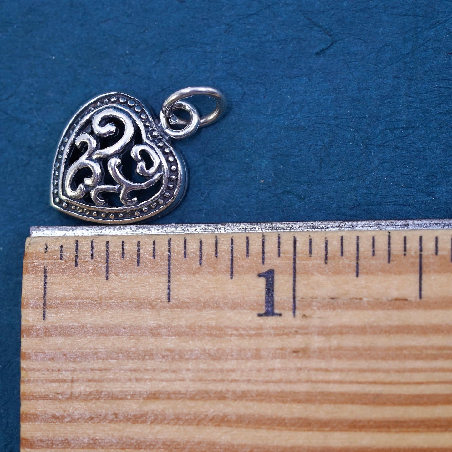 Vintage Sterling silver handmade pendant, 925 filigree heart