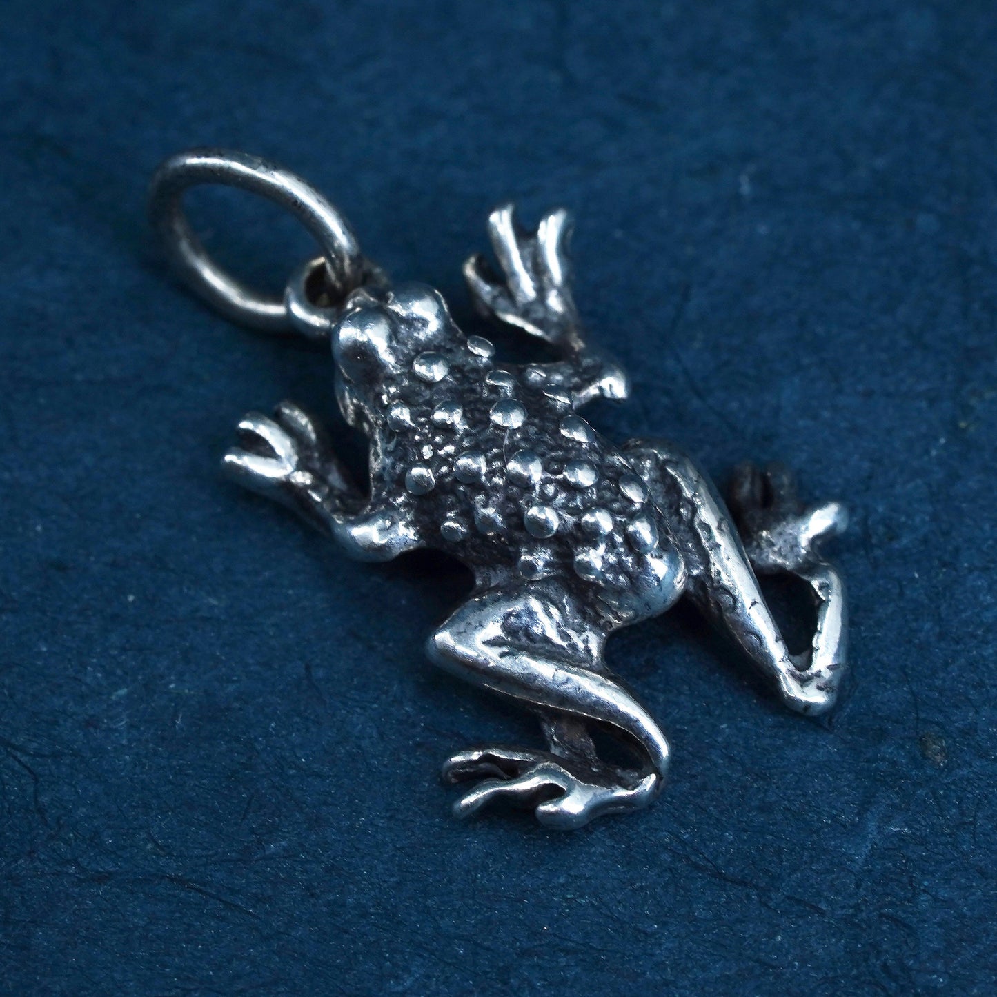 Vintage Sterling silver handmade pendant, 925 frog charm