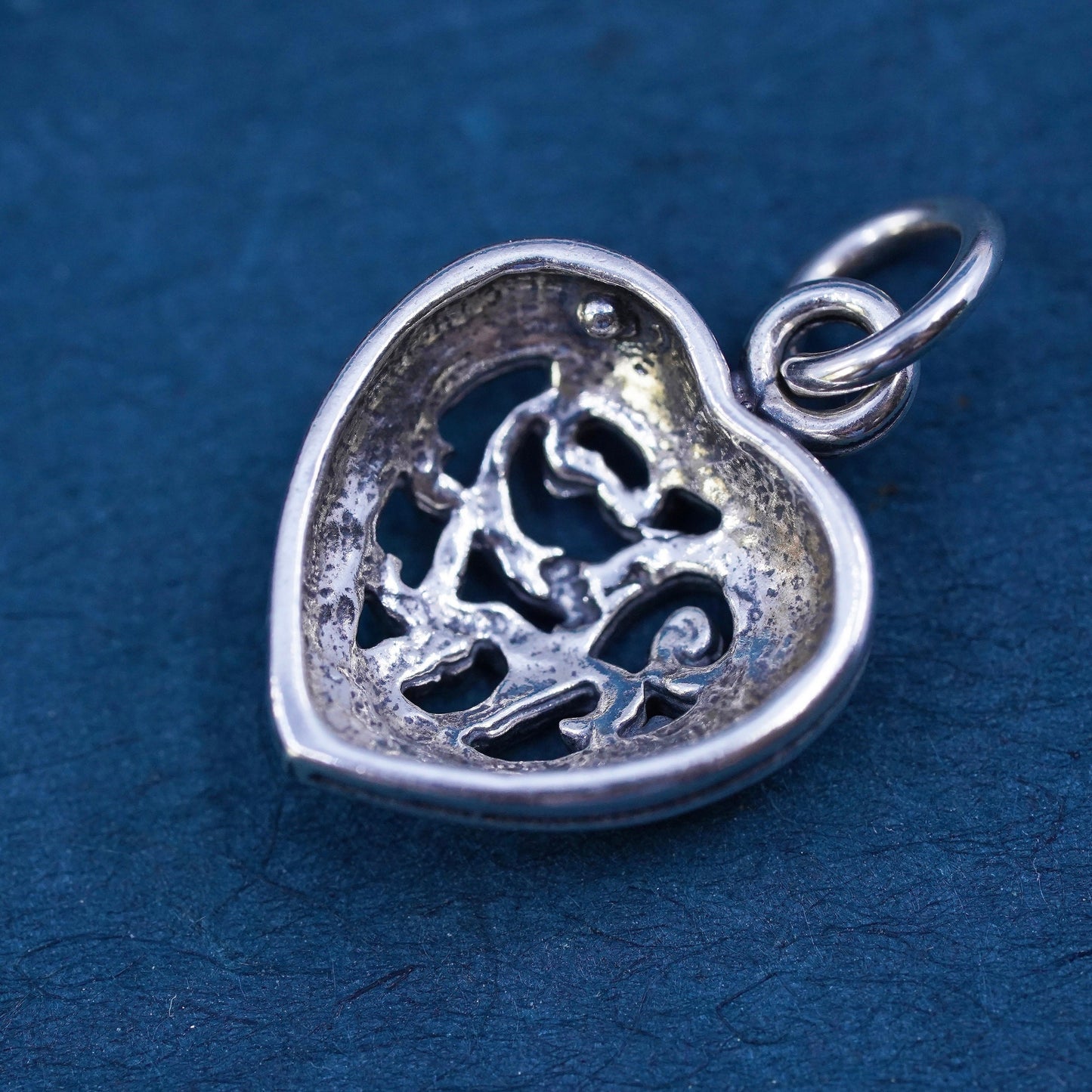 Vintage Sterling silver handmade pendant, 925 filigree heart