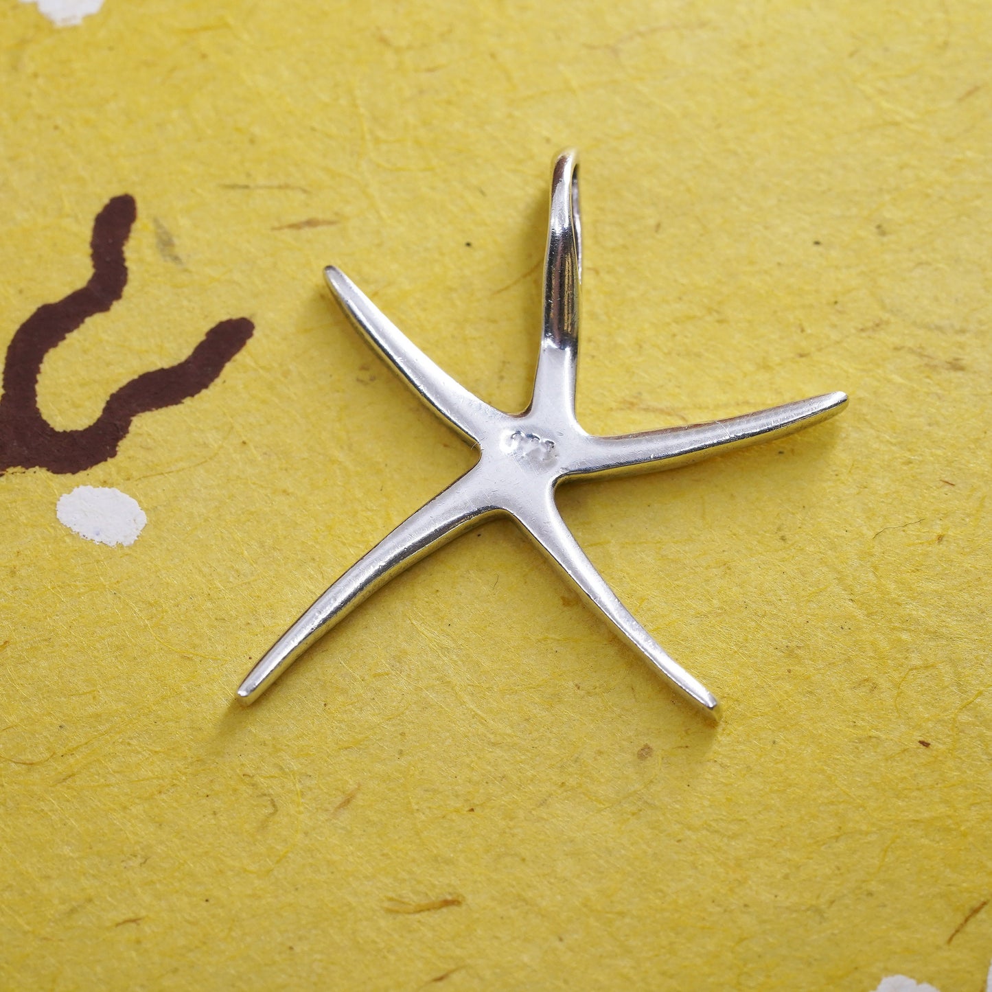 Vintage sterling silver handmade pendant, 925 star, starfish, unique