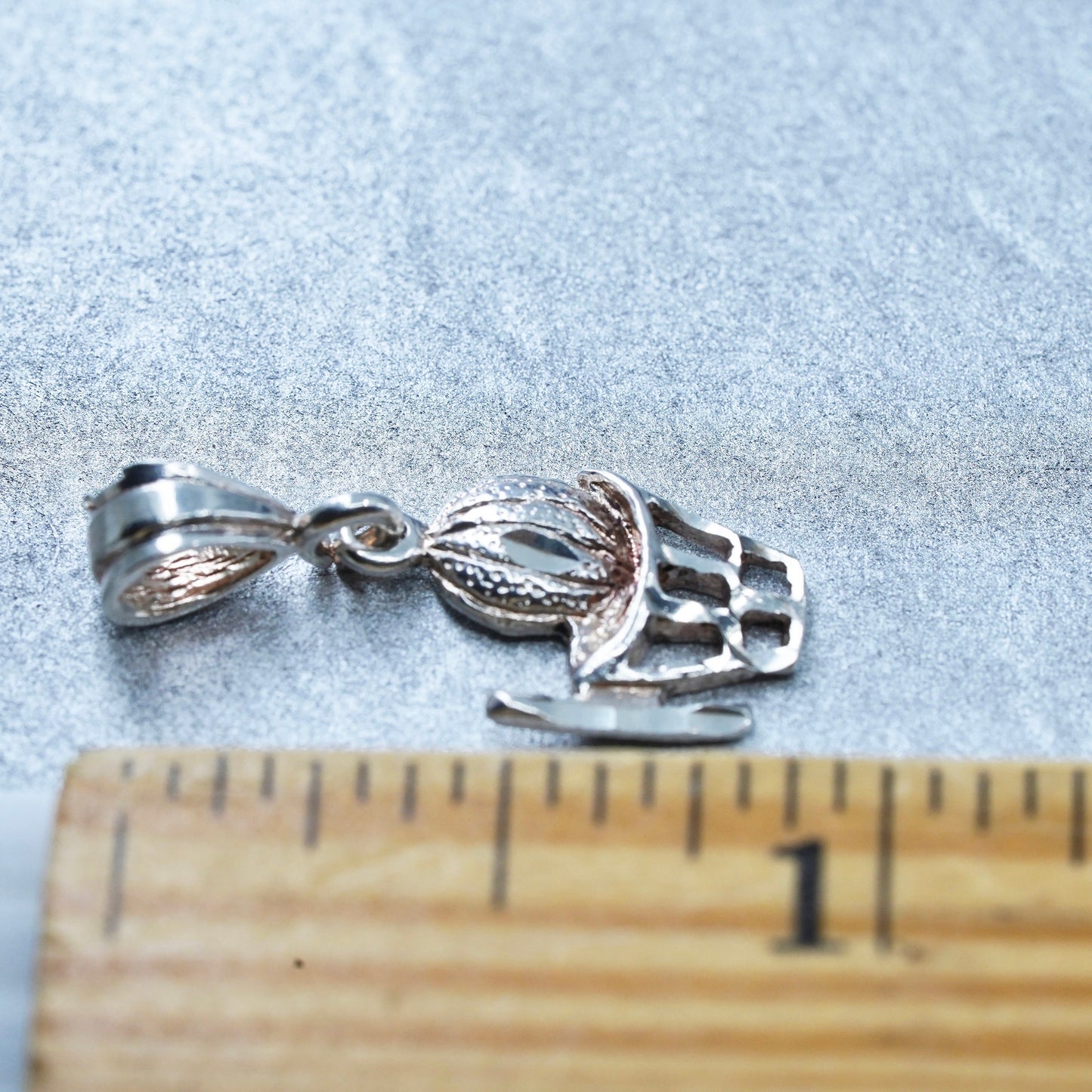 Antique Sterling silver handmade charm, 925 baseball gloves with ball