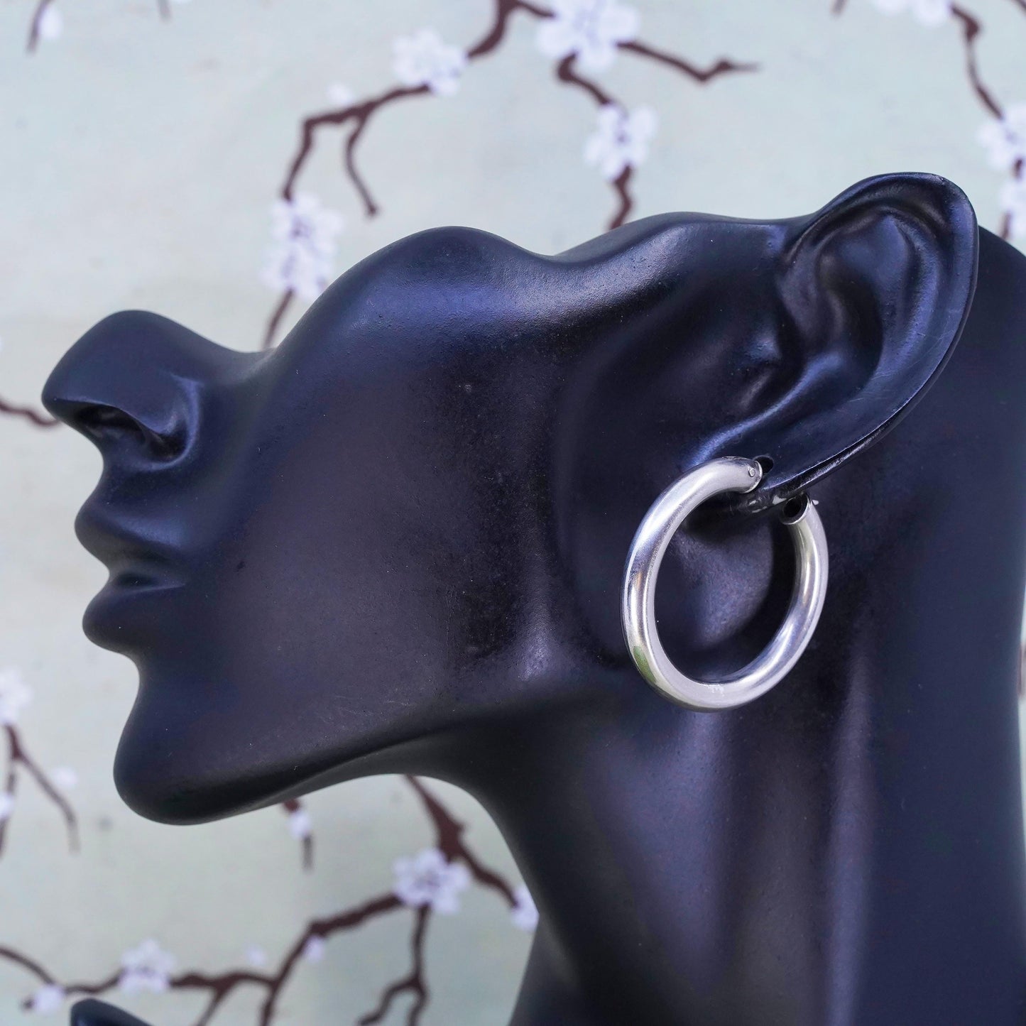 1.25", sterling silver loop earrings, fashion minimalist primitive wide hoops