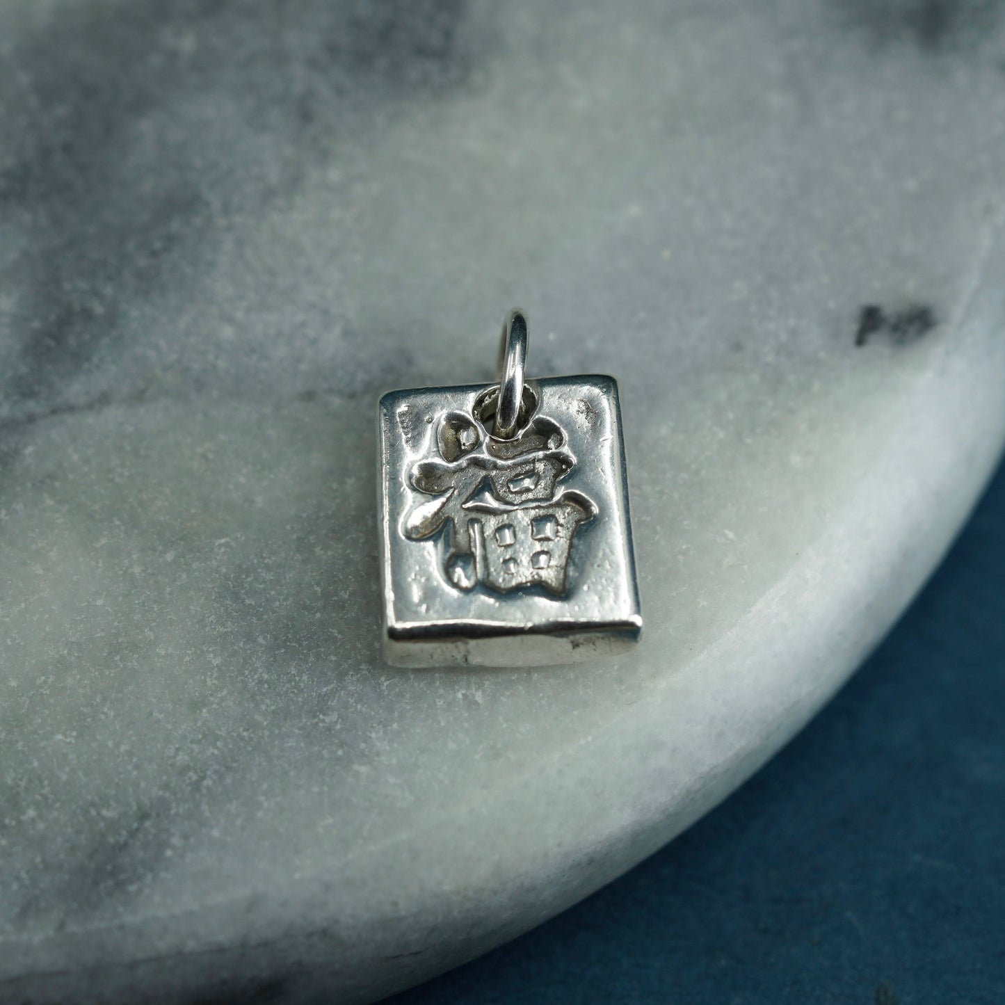 Sterling 925 silver handmade charm pendant with Chinese character “happiness”