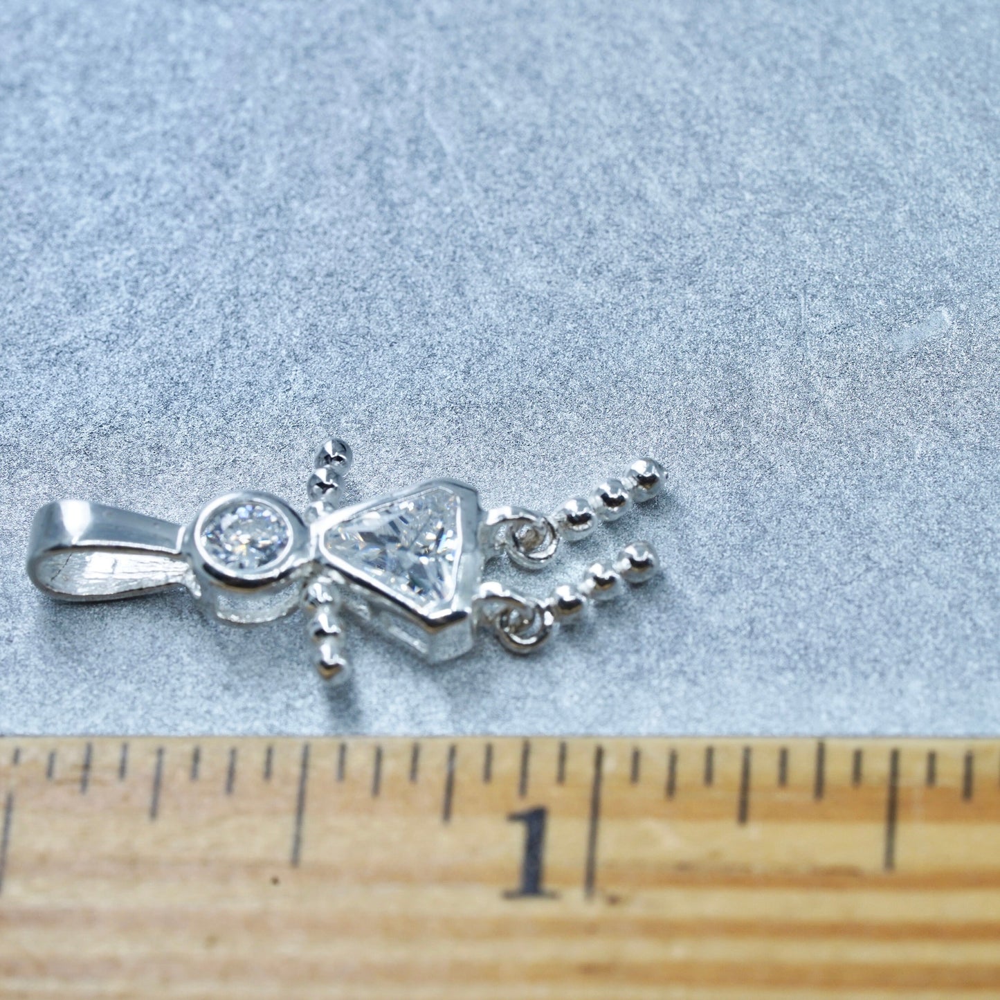 Antique Sterling silver handmade charm, 925 birthstone sapphire boy with cap