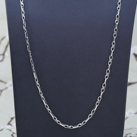 26” 4mm, vintage Mexican Sterling silver necklace, 925 elongated chain