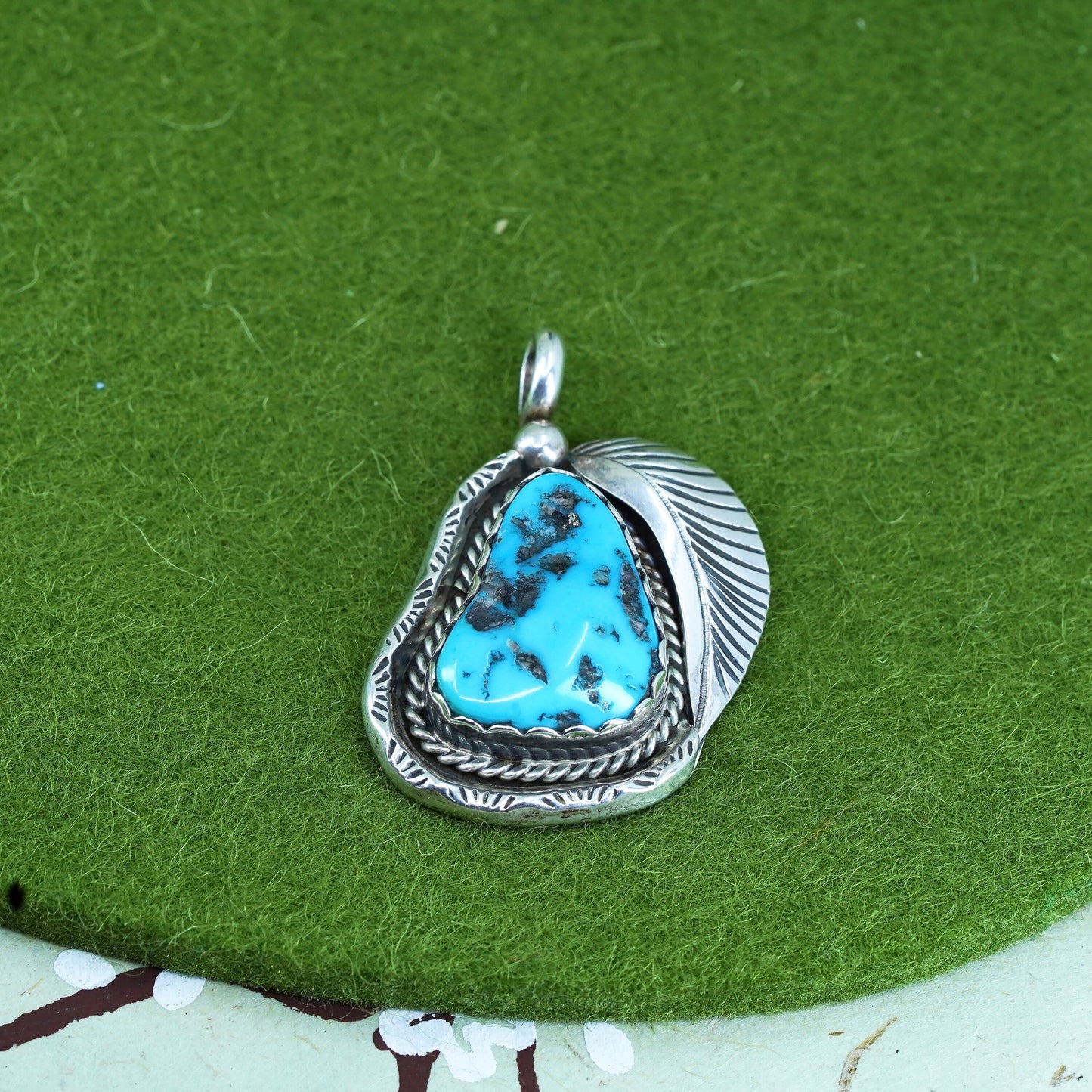 Native American Arnold Maloney Sterling silver 925 pendant Campitos turquoise