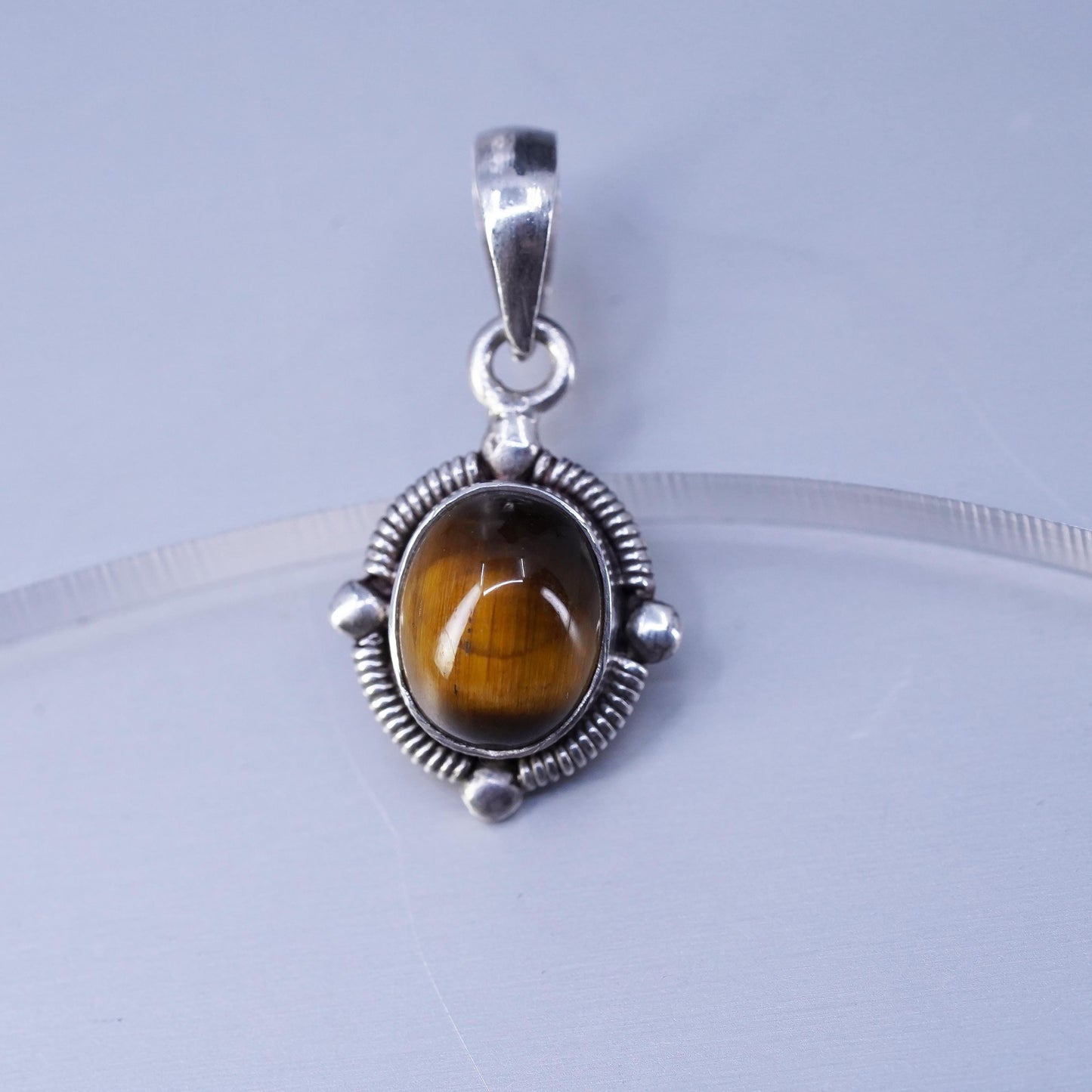 vintage southwestern sterling 925 silver handmade pendant w/ golden tigers eye