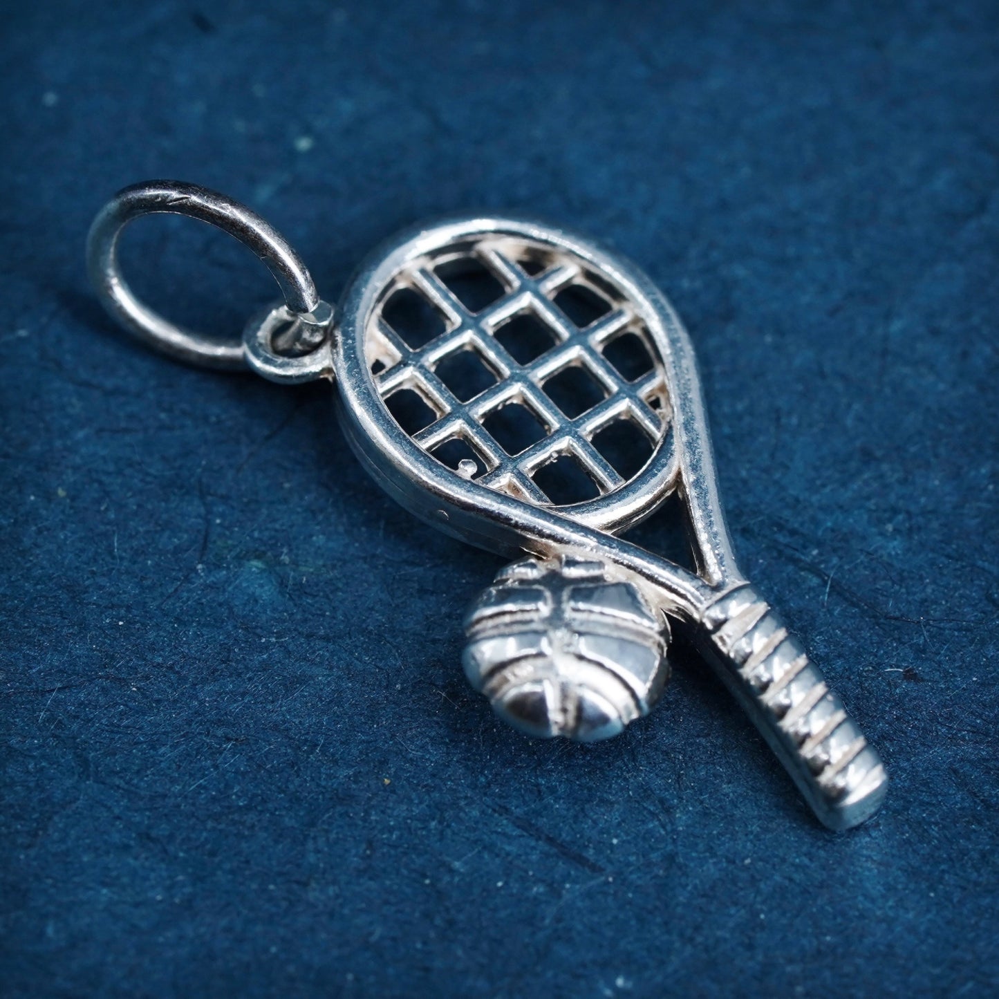 Vintage Sterling silver handmade pendant, 925 tennis racket and ball