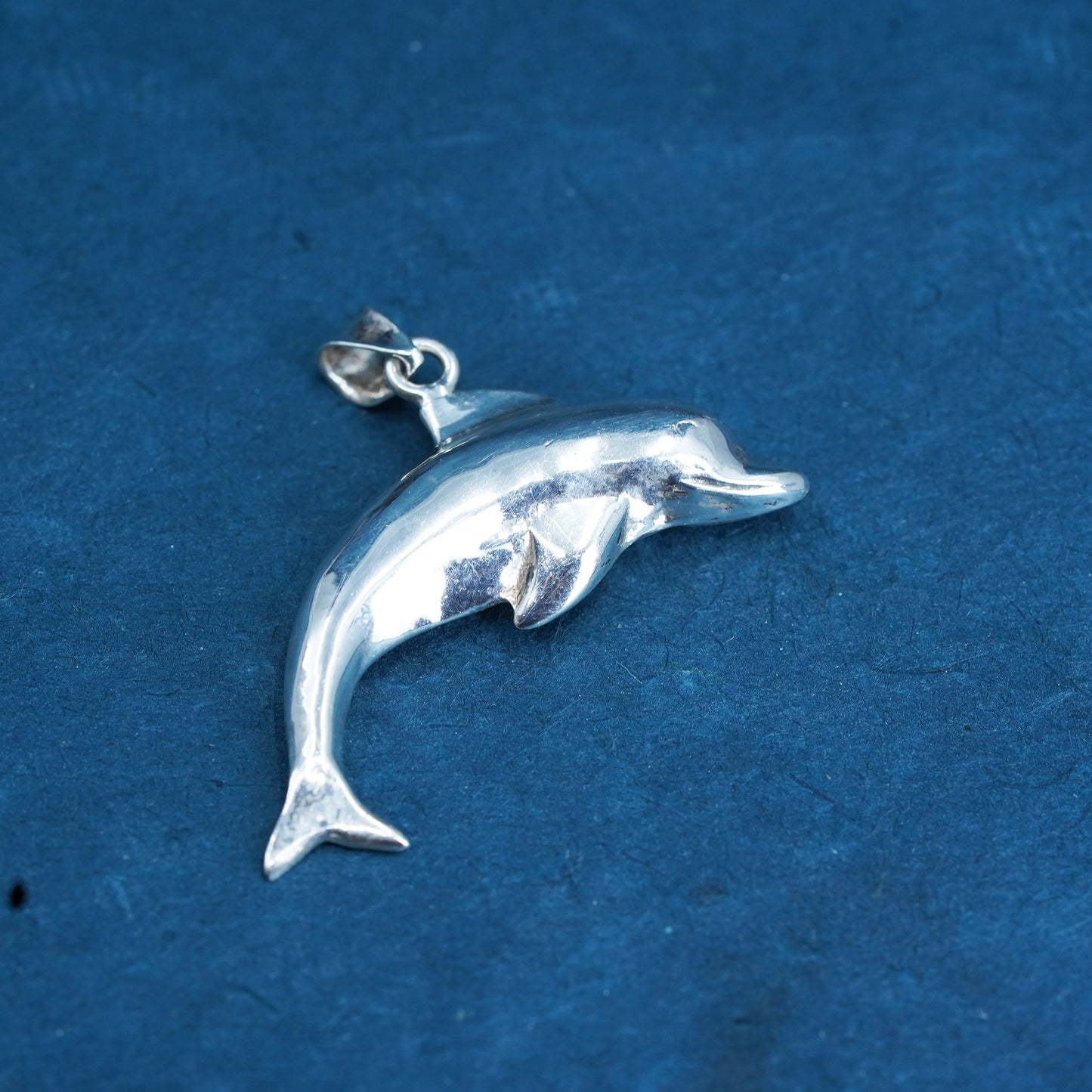 Vintage Sterling silver handmade dolphin pendant, 925 charm