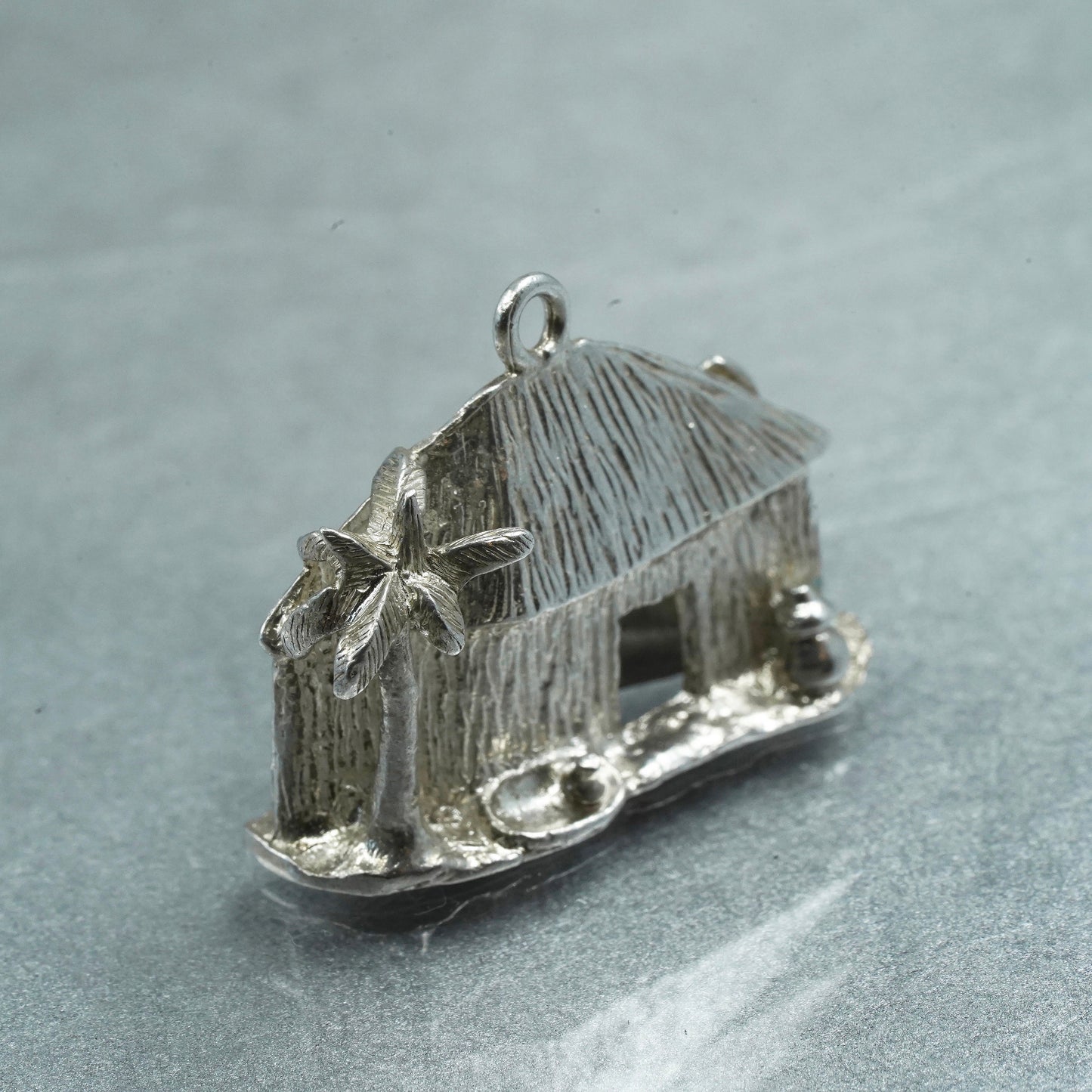 vintage Sterling 925 silver handmade 925 beach cattage house pendant charm