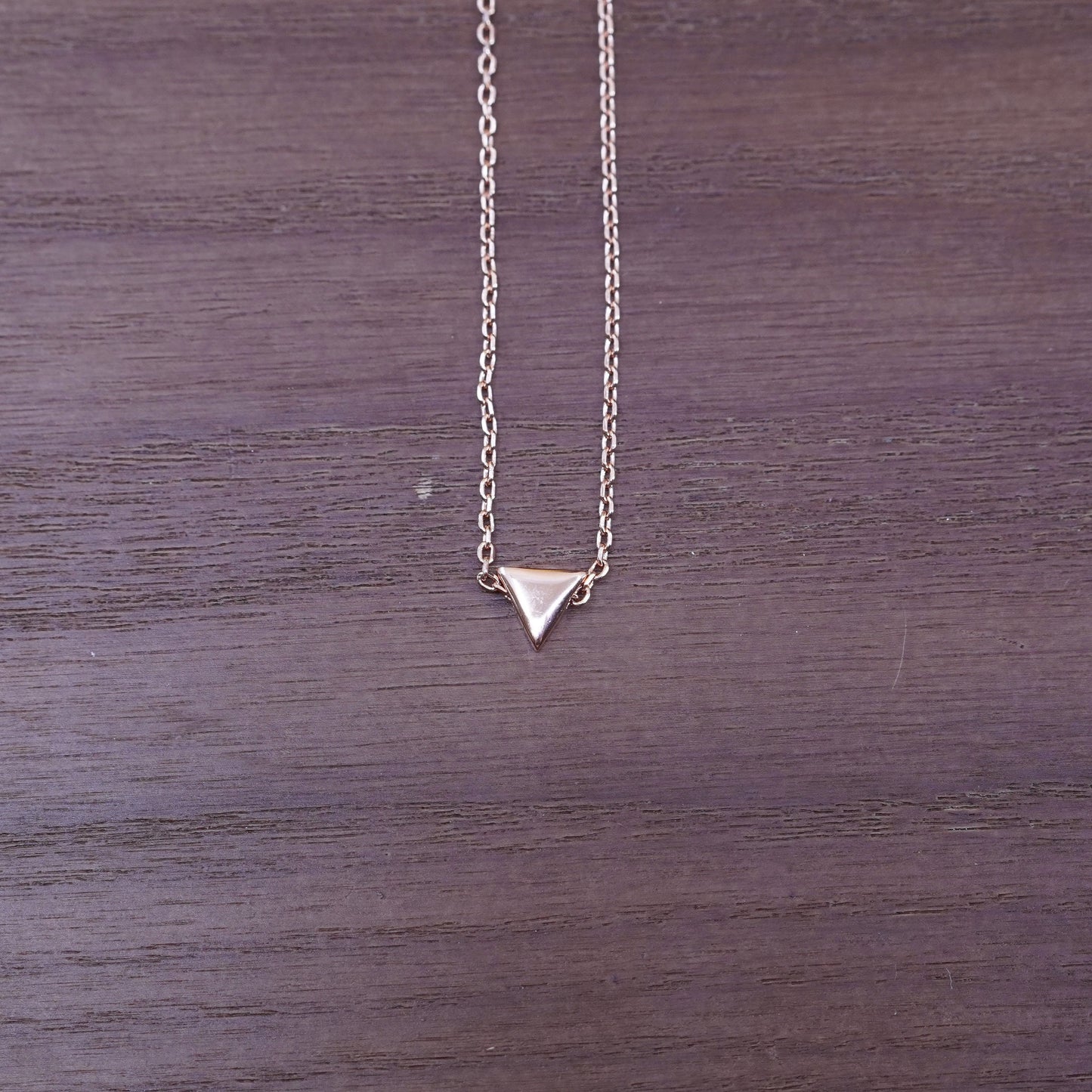 16+2”, vermeil rose gold Sterling silver necklace, 925 circle chain triangular