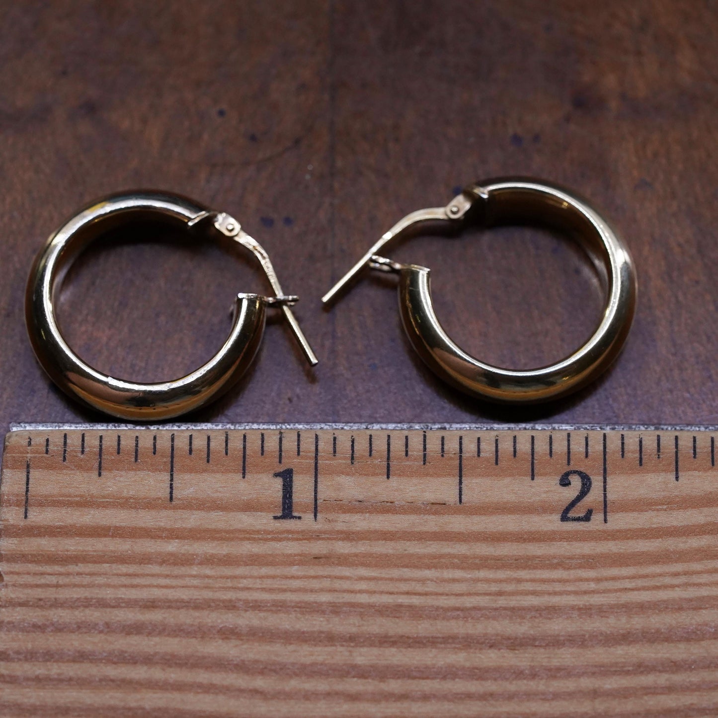 1", vintage Dyadema vermeil gold over Sterling silver hoop earrings, 925 huggie