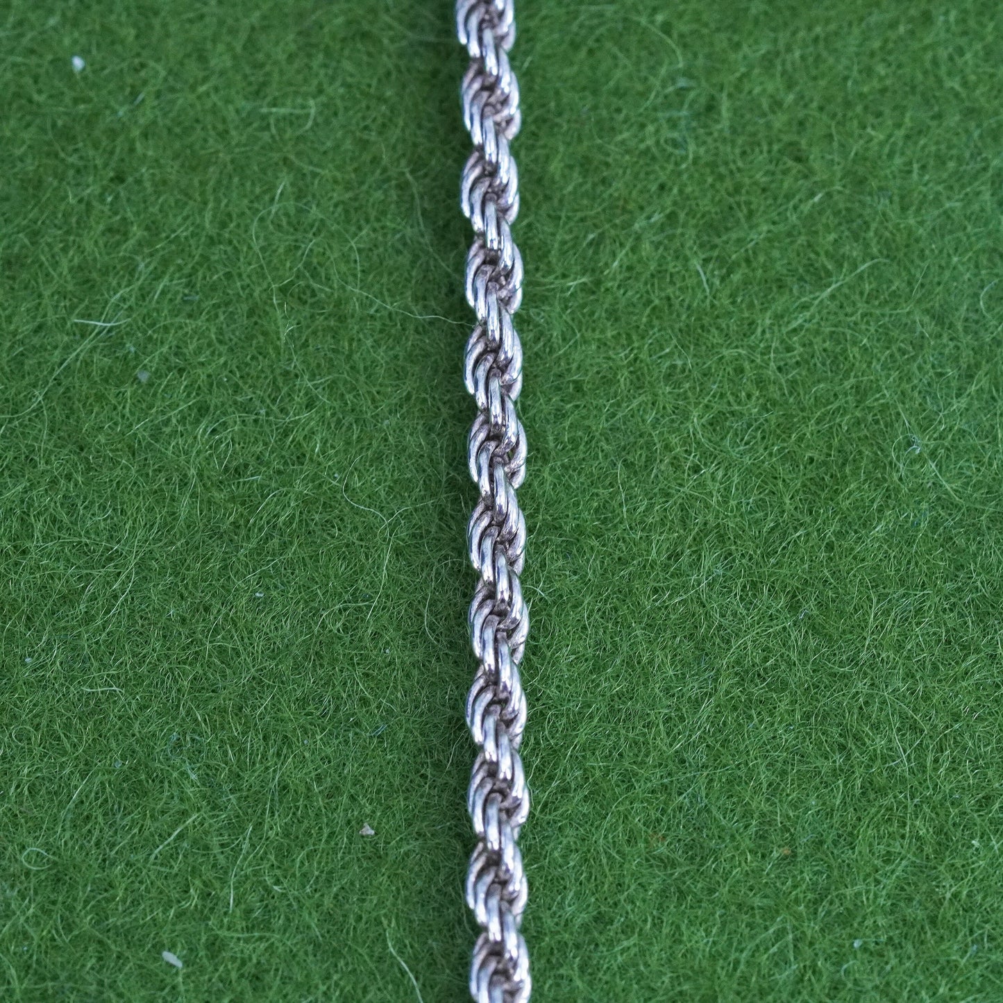 30", 2mm, vintage Italy Sterling silver necklace, 925 diamond cut rope chain