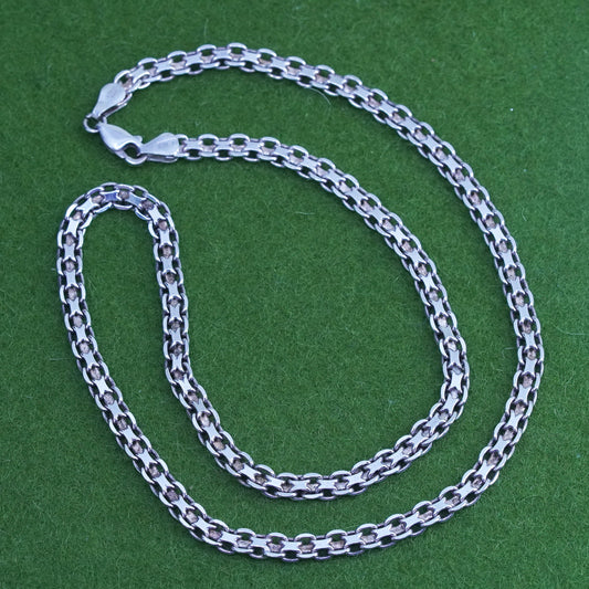 20", 5mm, Vintage Italian sterling silver handmade necklace, flatten 925 nugget chain