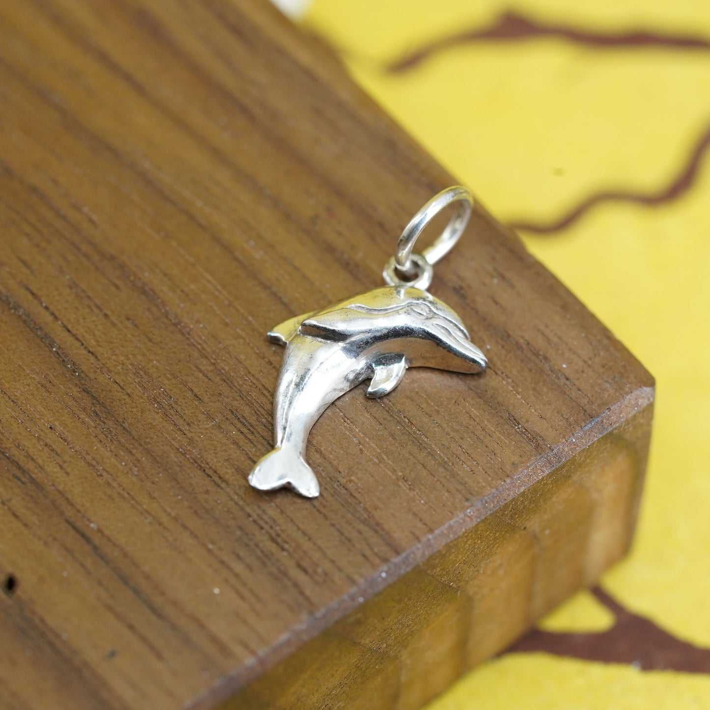 Vintage Sterling silver handmade pendant, 925 dolphin charm