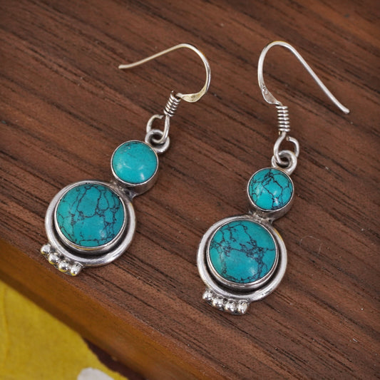 Southwestern Sterling 925 silver handmade earrings with turquoise