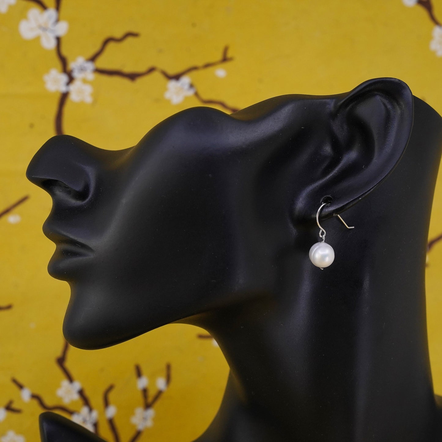 vintage Sterling silver handmade earrings, 925 studs with white pearl drops