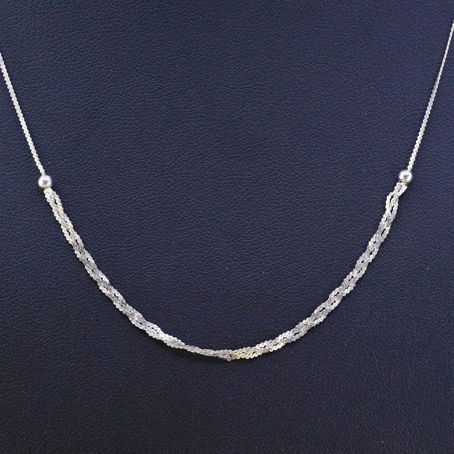 19", vintage Sterling silver necklace, Italy 925 silver S-link woven chain