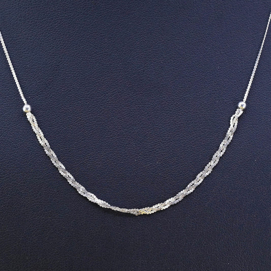 19", vintage Sterling silver necklace, Italy 925 silver S-link woven chain