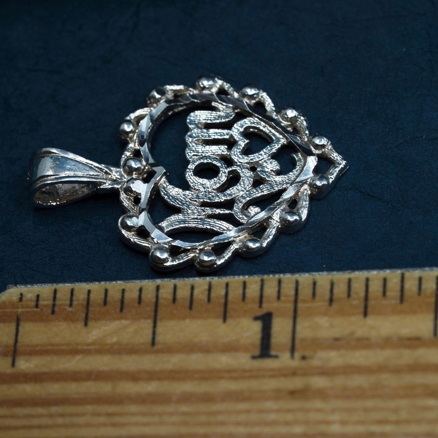 Vintage Sterling silver handmade pendant, 925 mom heart