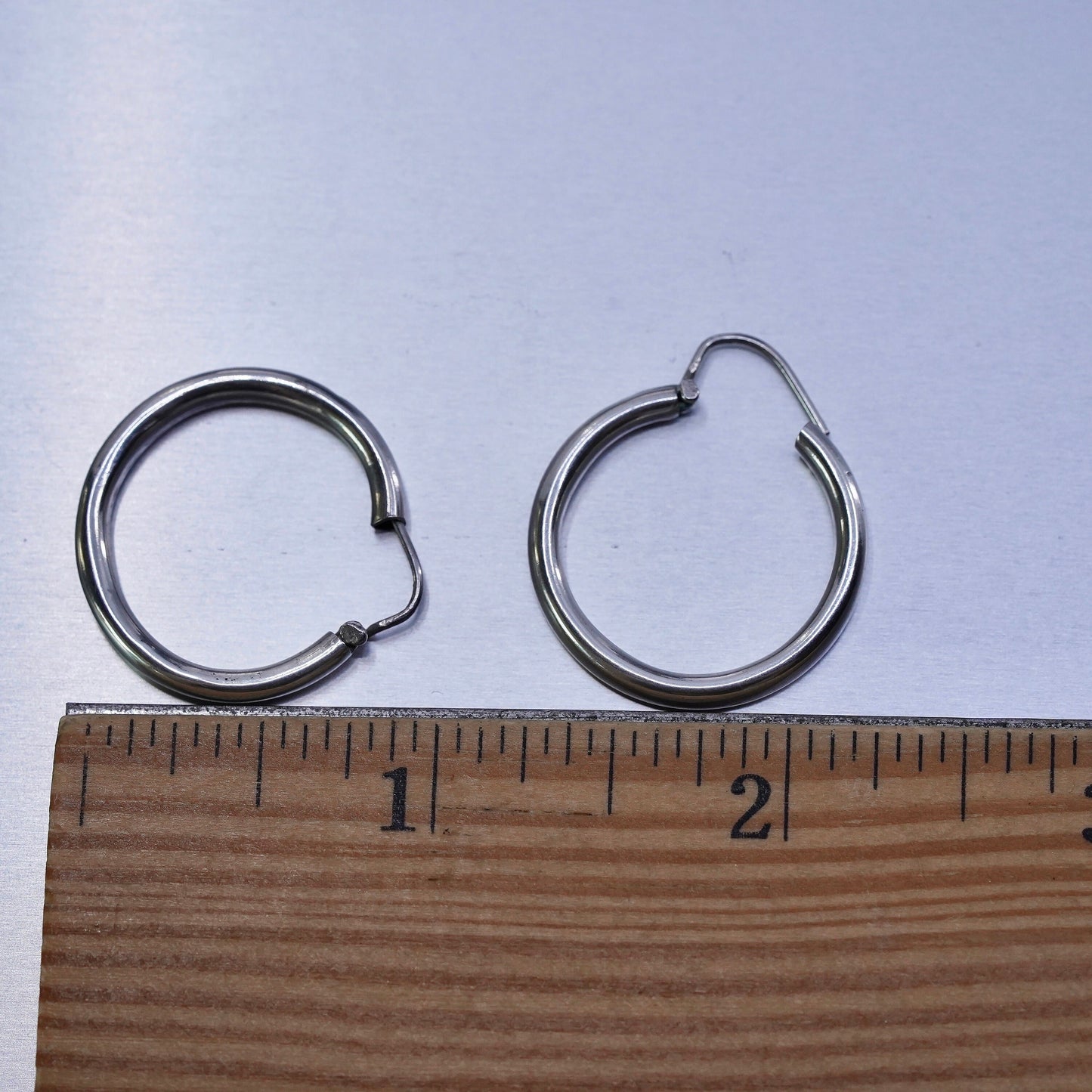 0.75”, vintage Sterling silver handmade earrings, 925 hoops