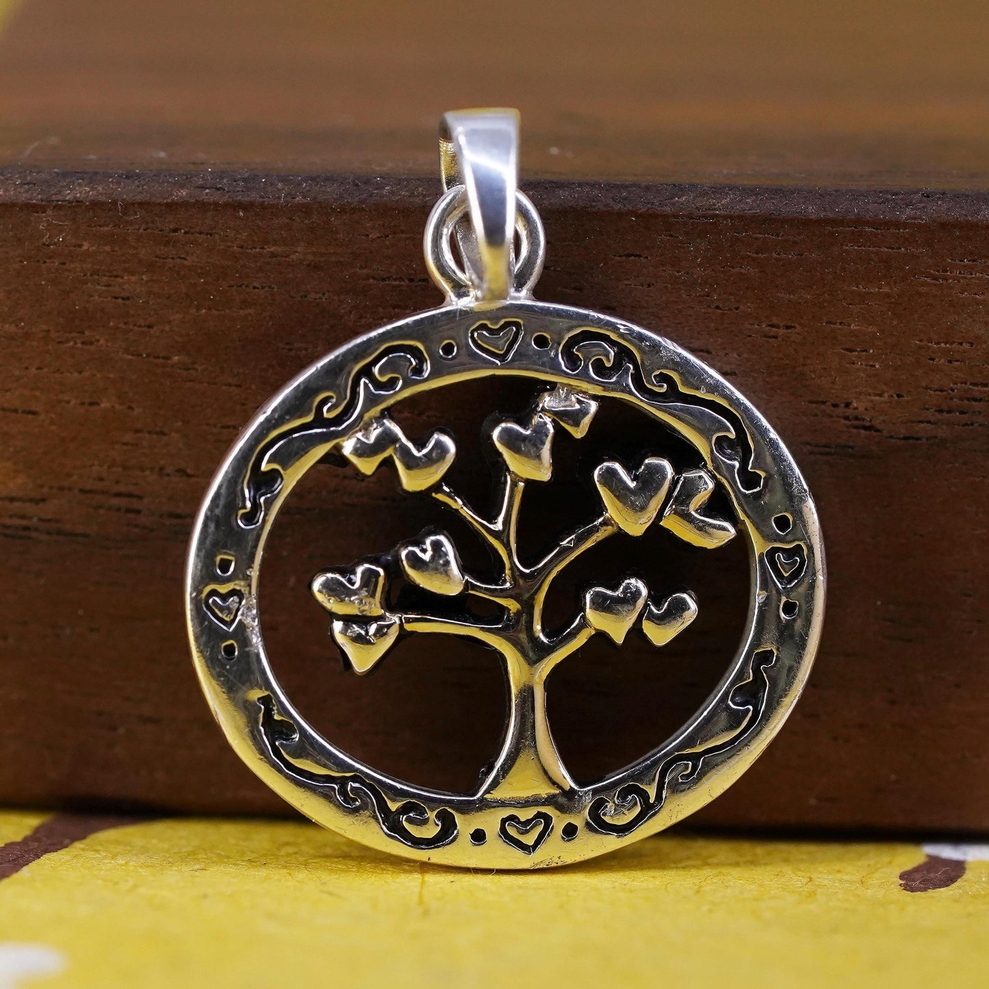 veg Sterling silver handmade pendant, 925 family tree charm “a family’s love