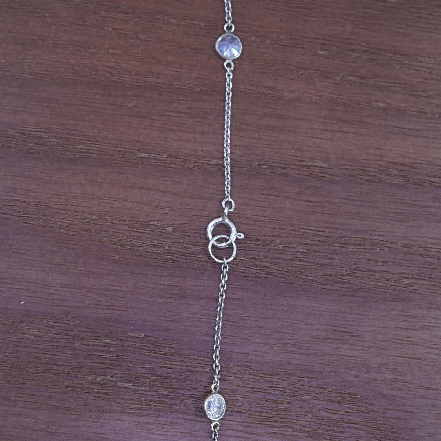 18”, 1mm, vintage Sterling silver necklace, 925 circle chain with Cz details