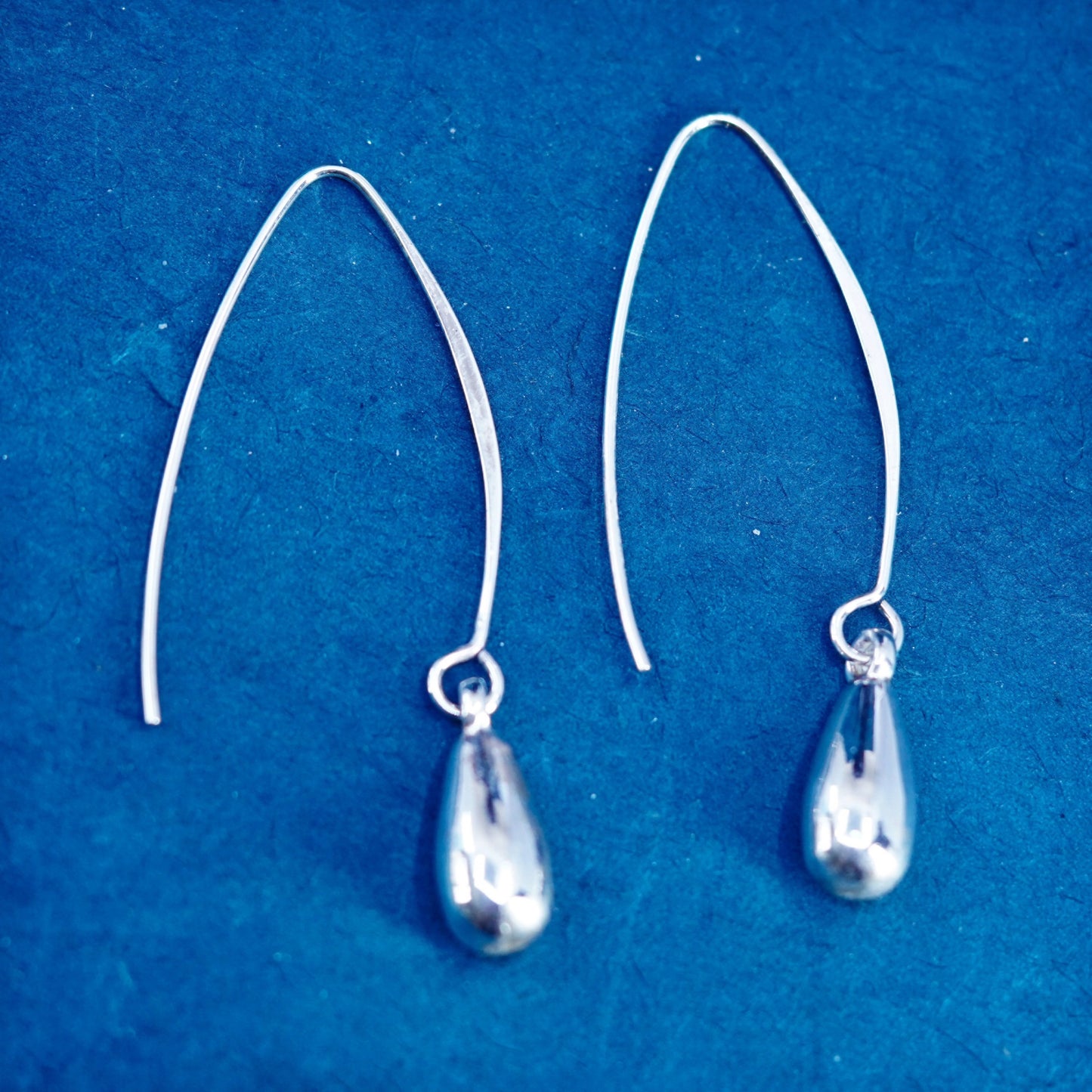 sterling silver handmade earrings, simple elegant 925 silver teardrop drops