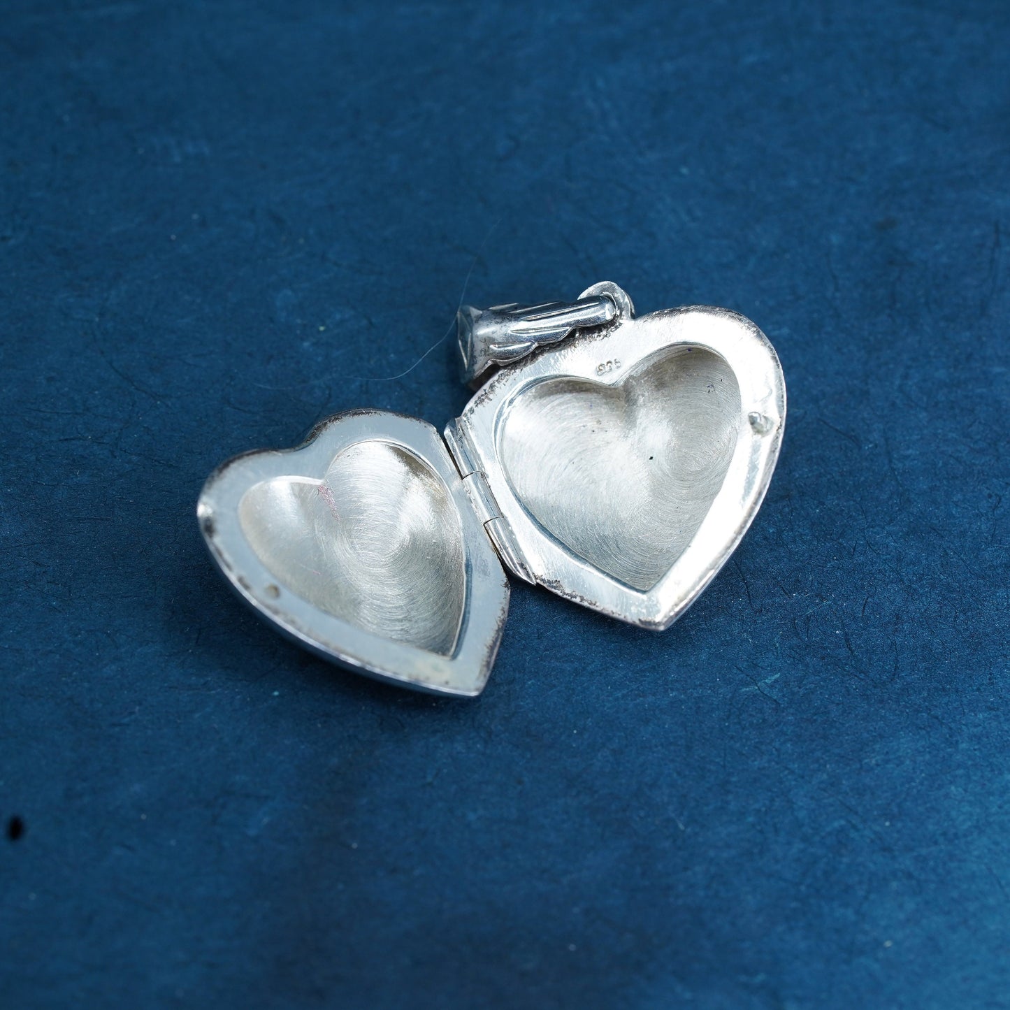 Vintage Sterling silver handmade pendant, 925 heart photo locket