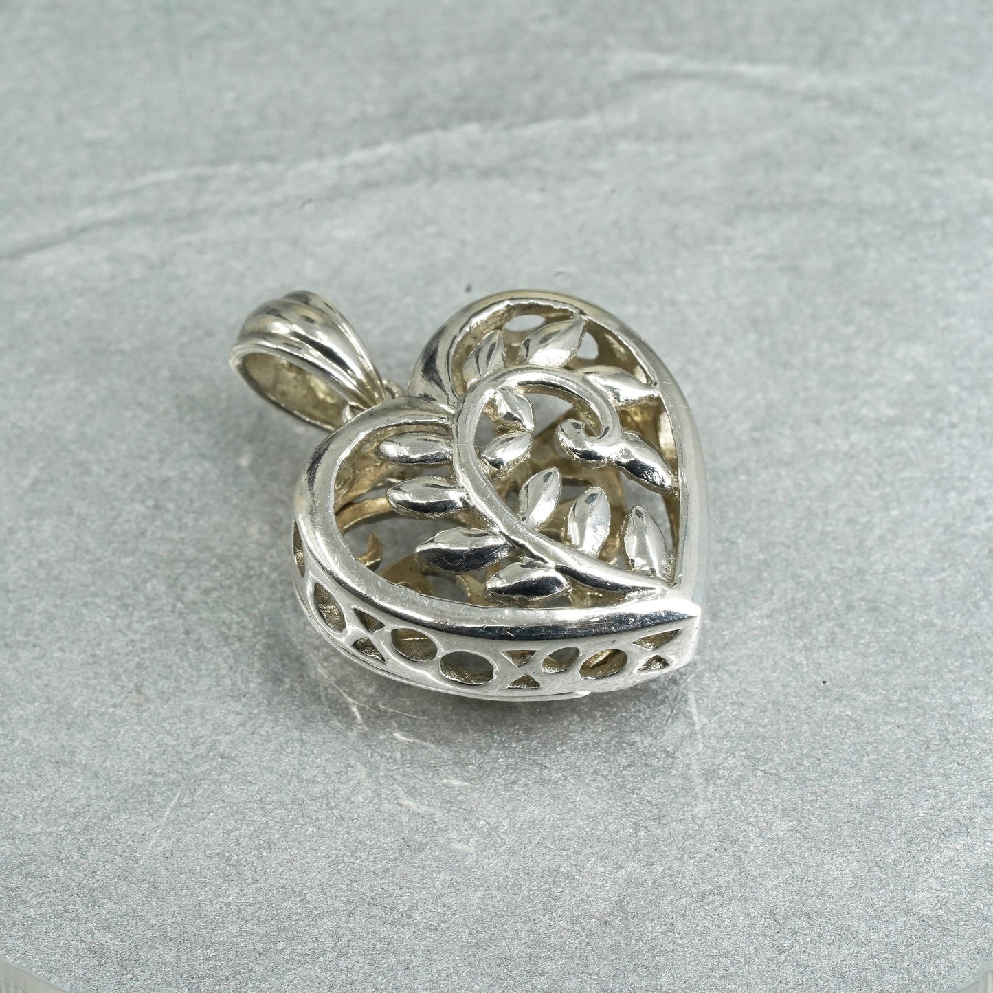 Vintage Sterling silver handmade charm, 925 prayer locket pendant marcasite