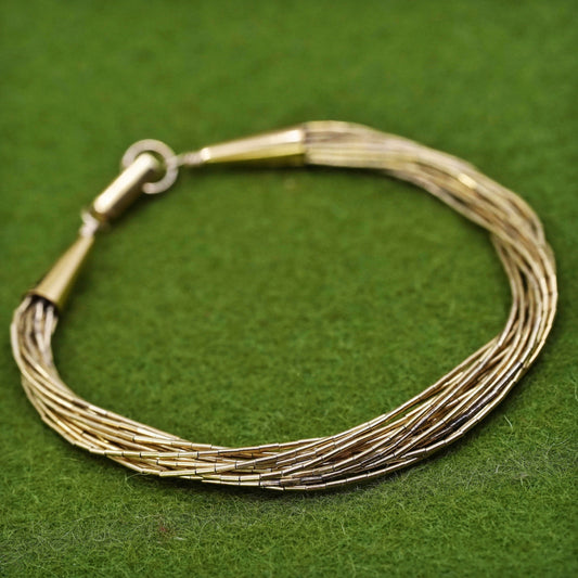 6.75", Native American yellow gold over sterling 925 liquid silver 15 bracelet