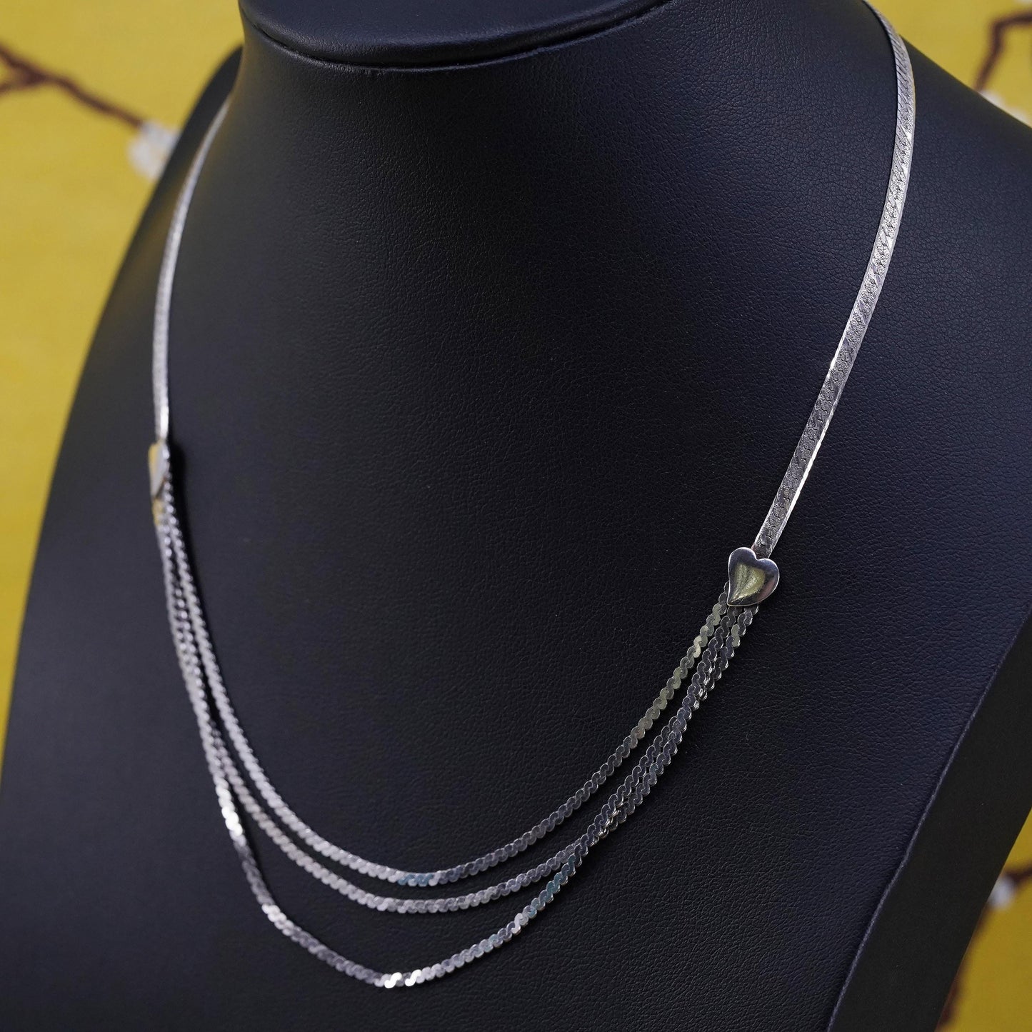 16" 2mm, vintage Sterling silver necklace, Italy 925 silver S-link woven chain